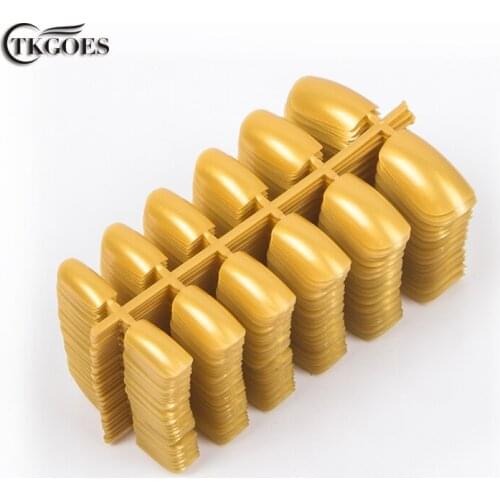 600pcs/pack Golden Suqare False Nail Tips Full Cover Fake Nail Tips 10 Sizes With Extra Nr 5 and Nr 6 Acrylic nails
