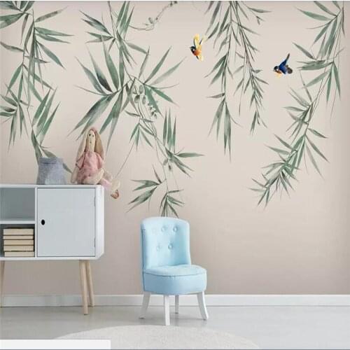 Decorative wallpaper Chinese bamboo flower and bird ink bamboo painting background wall
