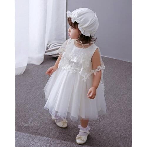 Kids Newborn Christmas Baby Girls Toddler Princess Pageant Party Tutu Bow Infant Dresses With Bonnet for 1 Year Birthday