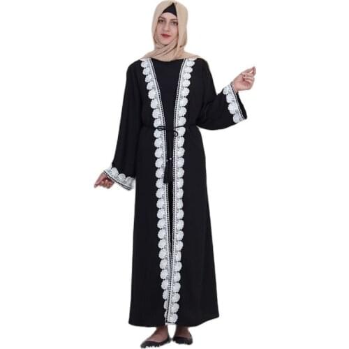 Factory direct F809 Muslim women embroidered cardigan collage Abaya gown Abaya dress dubai Turkey is a hot seller