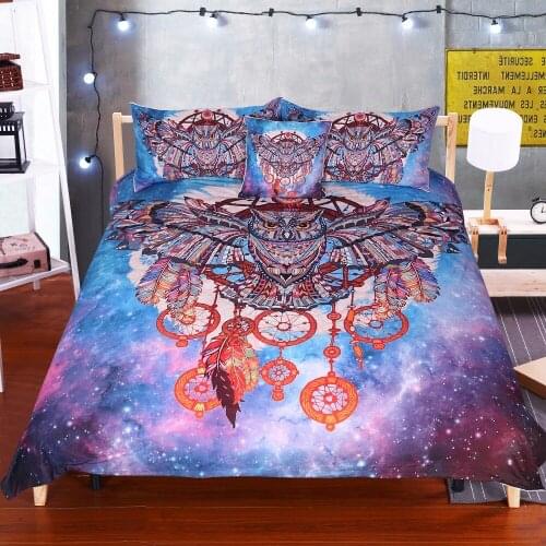 Fanaijia 3D Bedding Sets Queen Size Luxury Owl Duvet Cover Set Animal Quilt Cover with Pillowcase Bed Sets Bed Comforter