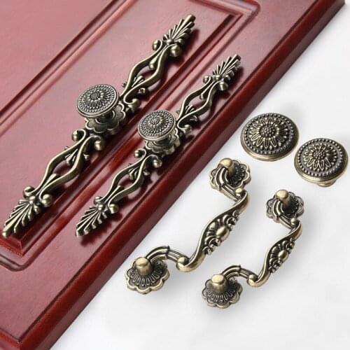 JD Furniture Handle Door Knob Pull Ring Bronze European Green Vintage Zinc Alloy Wardrobe Cabinet