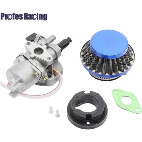 Motorcycle Carburetor + Steel 44mm Air Filter Red Blue + Stack for 47cc 49cc Mini Moto Dirt Pocket Bike ATV Quad Go Kart Buggy