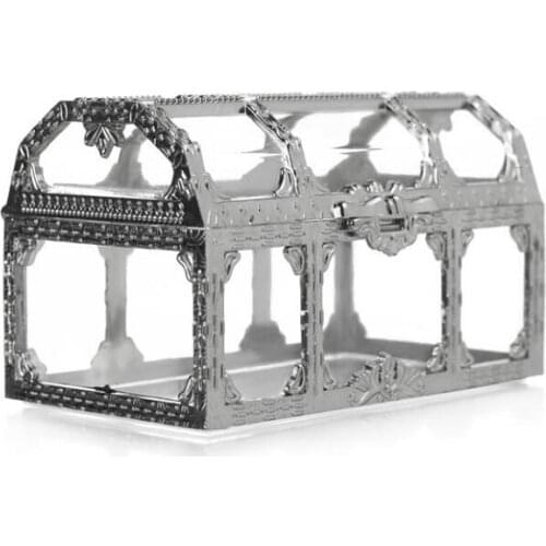 Candy box bag chocolate gift plastic for Birthday Wedding Party Decor craft DIY favor baby shower vintage slivery golden colo Wh