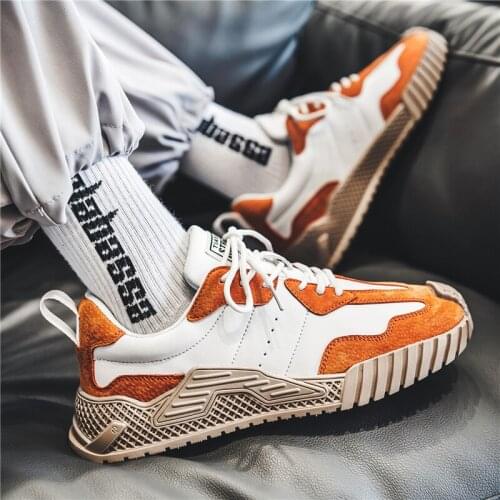 Fashion Patchwork Orange Hip-hop Men Sneakers Low cut Platform Men Casual Shoes Streetwear Sneakers Men zapatillas de hombre