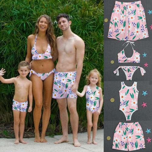 Family Matching Swimwear New Summer Hot Mother Cute Sweet Daughter Women Kid Beachwear Baby Girls Swimsuit Bikini UK