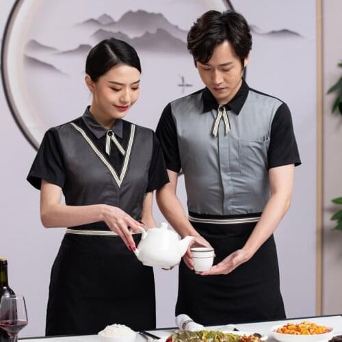 Summer Clothes Waiters Work Clothes Short Sleeve Coffee Shop Catering Work Uniform
