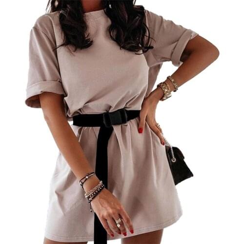 Mini T-shirt Dress Womens Office Vestido Summer 2021 Casual Ropa Loose Tshirt Dresses Korean Black White Clothes Female Robe