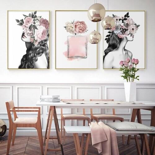 5D DIY Poured Glue Diamond Painting Kits Scalloped Edge Modern Peony Flower Avatar Girl Wall Art Modern Home Decoration Gift