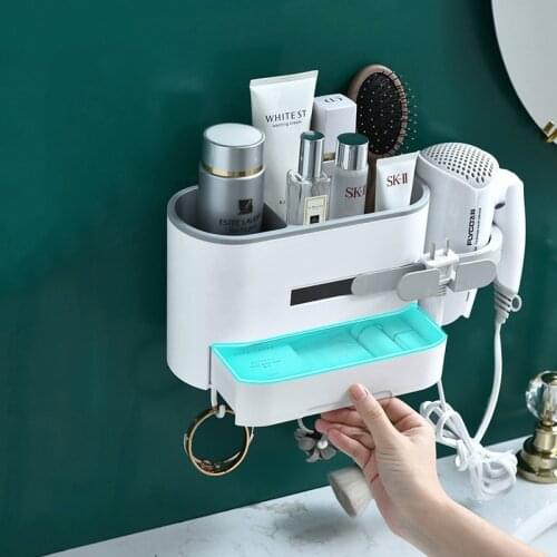 Wall Hair Dryer Holder shelf Multi-functional Bathroom makeup organizer storage rack shelves home stuff organizer bathroom