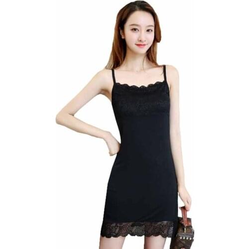 2021 New Elegant Summer Women Dresses Fashion Sexy Strappy Lace Dress Plus size Black And White Sleeveless Base Vestido OK690