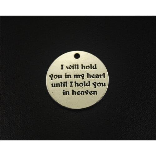 5pcs Silver Color Hold You In My Heart Charm Fit Bracelets Necklance DIY Metal Jewelry Making 22mm A1524