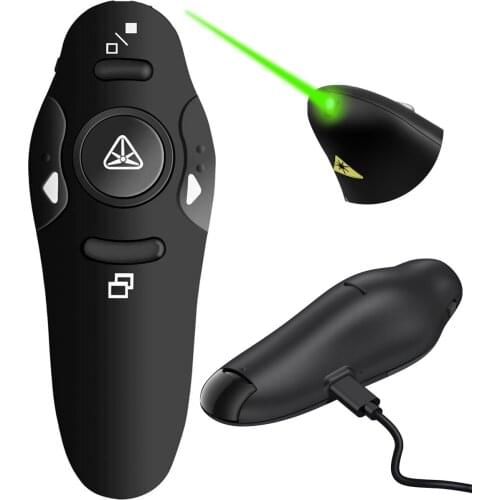 Rechargeable Presentation Clicker Green Laser Pointer Wireless Presenter Remote Clicker for PowerPoint Presentation Remote