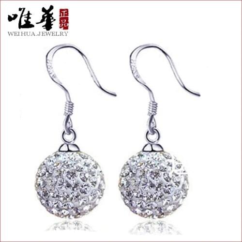 Silver Plated Hypoallergenic Anti-fading Earrings Crystal Full Zircon Shiny Ball Pendant New Fashion Elegant Wedding Earrings