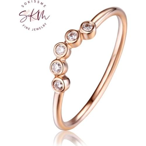 SKM Curved Diamond Wedding Band Diamond Ring for women 14k 18k Gold Bezel set Promise Anniversary Gift