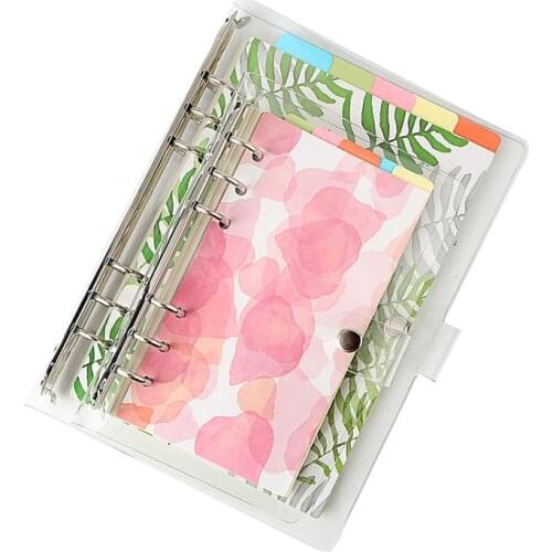 A6 A5 PVC Spiral Notebook Ring Loose Leaf Binder Journal 180 Pages(Square Grid/Ruled) + Index Divider Tabs+Ziplock Pouch