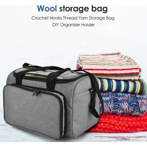 Knitting Bag Portable Yarn Tote Storage Bag for Wool Crochet Hooks Knitting Needles Sewing Organizer Supplies DIY Crochet Bag