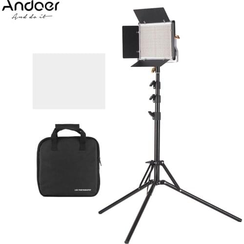Andoer LED Video Light 3200-5600K Lamp with Aluminum Alloy tripod light stand Dimmable Bi-color Light Panel 660 Pcs LED 40W