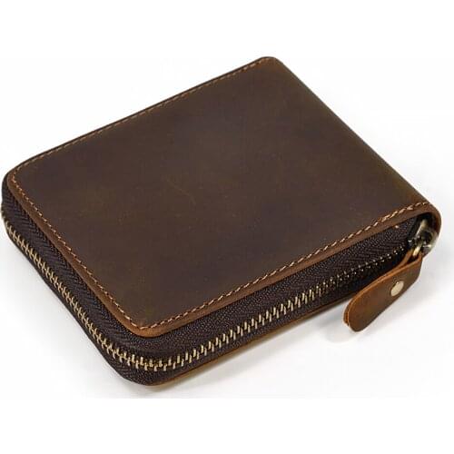 Mens Wallet Genuine Leather Slim Purse Men Classic Wallets Purse For Man Small Coin Wallets Retro Money Bag Credit Card Holder