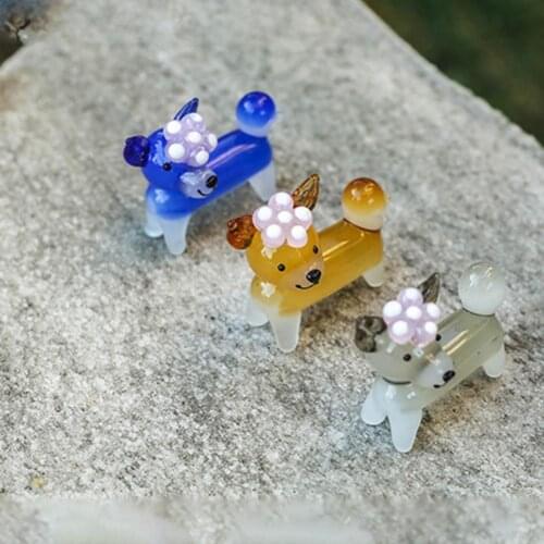 Puppy Ornament Lovely Shape Collectible Glass Cartoon Craft Desktop Decor for Office