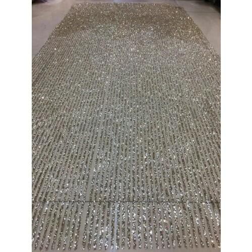Stock 5yards/bag HL824# Champagne gold stripe flash powder lace fabric for bridal wedding dress/sawing Free shipping