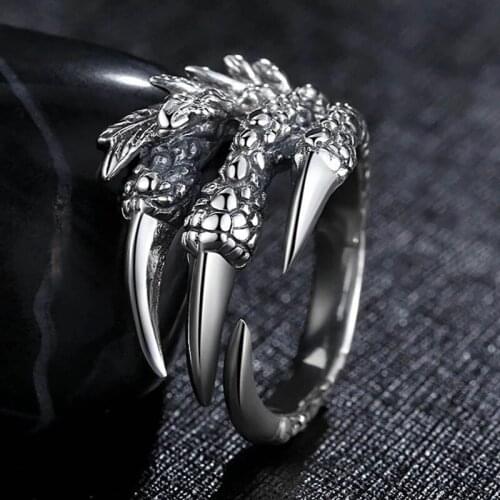 Vintage Dragonclaw Opening Ring Sharp Paw Hand Jewelry Animal Ornament Ring Punk Style Accessories