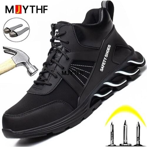 High Quality Work Boots Safety Shoes Steel Toe Cap Work Sneakers Men Anti-puncture Security Protective Shoes Indestructible