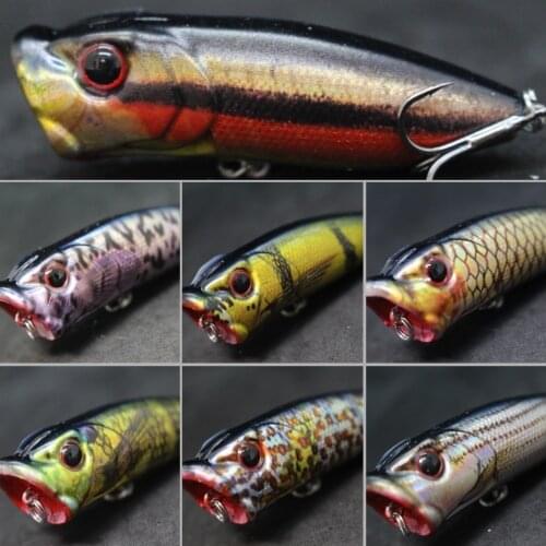 WLure 7cm 12.3g Middle Range Casting Loud Rattling Gill Slot with more Water Splash Lifelike Popper Lure for Bass Fishing HT605