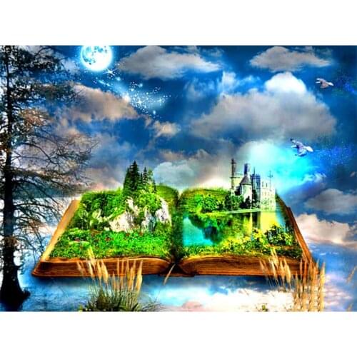 Yujohom Paint With Diamond Painting Full Square Drill Castle Needlework Diamond Embroidery Mosaic Sale Landscape Decor for Home