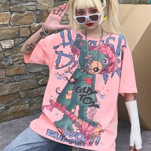 Summer Men Women Gothic T Shirt Korean Style Tshirt Pastel Goth Graphic Harajuku Punk Grunge Clothes for Teenage Girl Streetwear