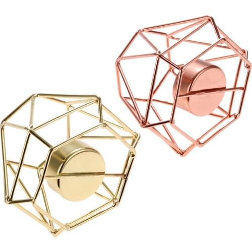1pc 8*7.5cm Candlestick Gold/Rose Gold Dinner Candle Holders Geometric Candlestick for Wedding Party Home Decor Accessories