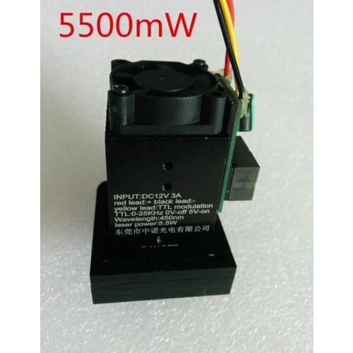1pcs 5500mW Blue Laser Head Module , 450 Nm DIY Laser Machine Parts Laser Diode Laser Tube Tested