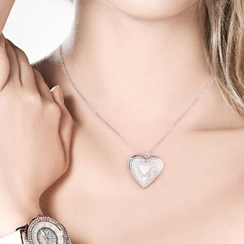 100% Stainless Steel Heart Locket Pendants & Necklaces for Women Photo Locket Charm Choker Mom Girl Couples Gift