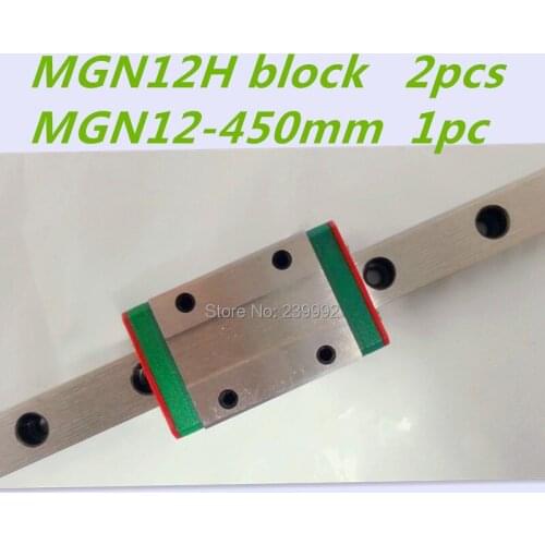 12mm linear guide MGN12 L450mm linear rail with 2pcs MGN12H linear carriages block for CNC DIY and 3D printer XYZ cnc