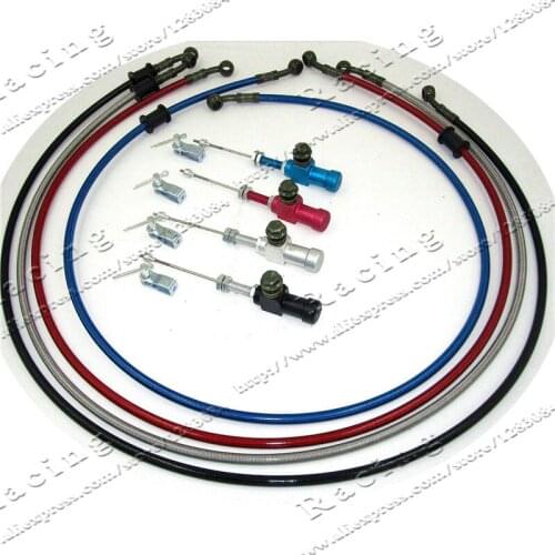 1200mm Colorful Motorcycle Hydraulic Reinforced Brake Or Clutch Oil Hose Line With master cylinder rod efficient transfer pump