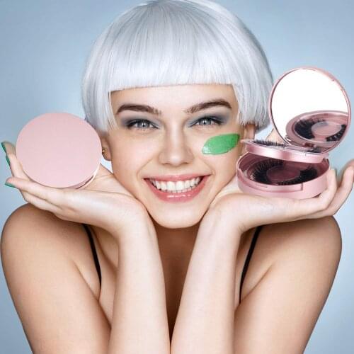 2 Pairs With Tweezer Rose gold false eyelashes Mirror box Holder Empty Tray Double Layer Magnetic False Eyelashes Wholesale 2021