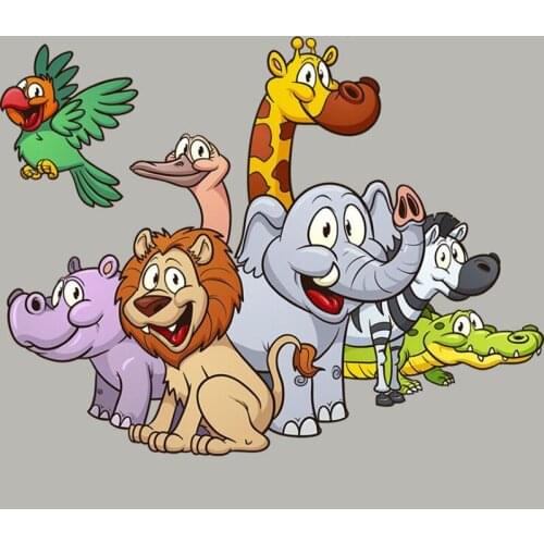 20pcs Cartoon Animal Zoo Badge Heat Transfer Stickers Vinyl Patches Iron On Patch For Clothing Appliques Baby Jacket Patchwork