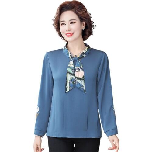 2021 Embroidery T Shirt Middle Age Women Long Sleeve Tshirt Female 2021 Spring Autumn Tops Tee Shirt Femme Plus Size 4XL 5XL