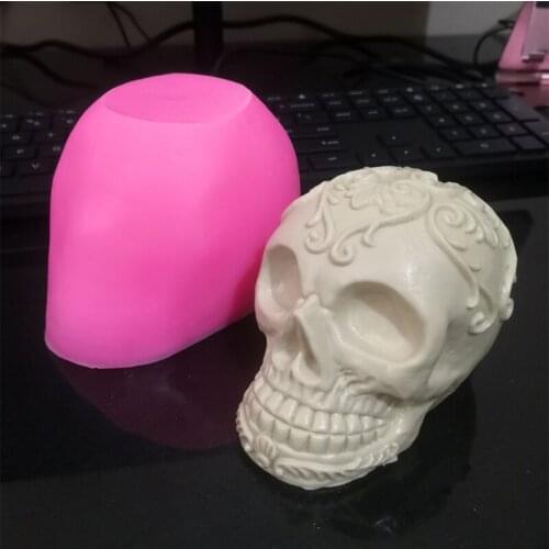 3D Skull Decorations Epoxy Resin Mold Ornaments Casting Silicone Mould for DIY Crafts Plaster Candle Making