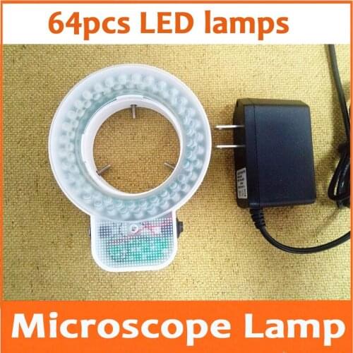 64pcs White Color LED Ring Lamp Adjustable Lights Bright Lamps Stereo Microscope Light Source for Microscope 61.5mm 90V-264V