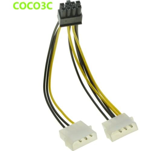 8 Pin Male 1 to 2 D Port Molex Male Power supply Cable Y Splitter for PCI-e GTX480 9800GT 9800GX2 GTX295 Graphics video card