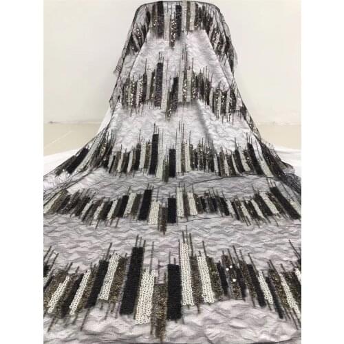 African Lace Fabric High Quality Sequin Embroidered Tulle Lace Fabric For The 2021 African Sequin Party J3669