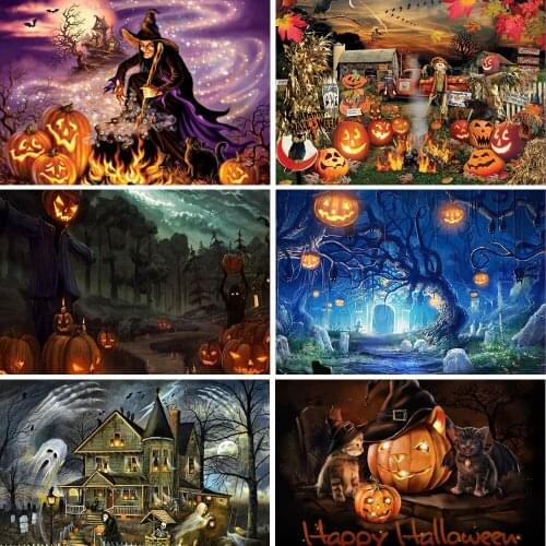 Diamond Painting Pumpkin 5D DIY Cross Stitch Kit Diamond Embroidery Halloween Rhinestone Art Handcraft Enthusiast Decorate Gift