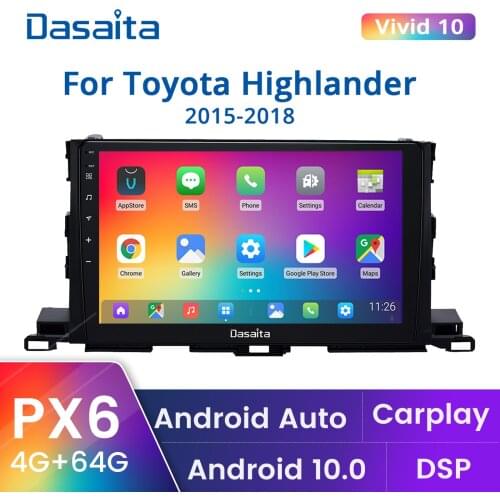Dasaita Vivid For Toyota Highlander Radio 2015 2016 2017 2018 Apple Carplay Android Auto 10.2" IPS Touch Screen Navigation DSP