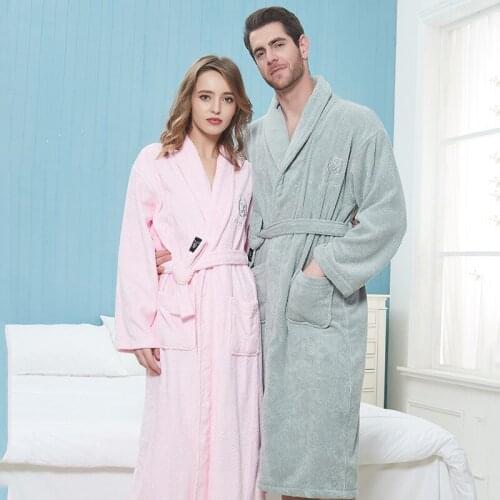 Bathrobe Female Cotton Towel Material Male Thick Long Yukata Adult Cotton Absorbent Hotel Couple Autumn And Winter Morning Robe