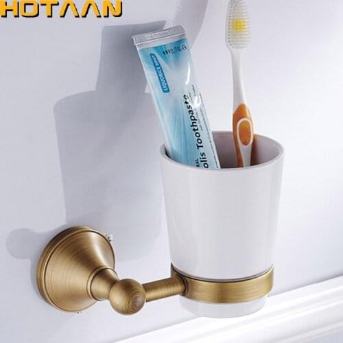 Free shipping Fashion toothbrush holder,Pure copper& ceramic cup, Bathroom cup holder bathroom set-wholesale YT-13597