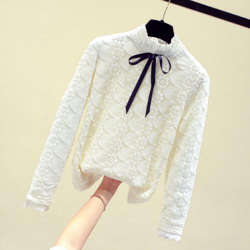 Lace 2021 spring and autumn western style blouse, new style to cover belly, slim and long-sleeved fashionable female trend