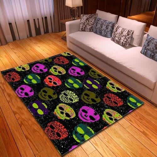 Horror Skull 3D Printing Large Carpets for Living Room Bedroom Carpet Soft Flannel Home Floor Mat Halloween Party Decor Area Rug