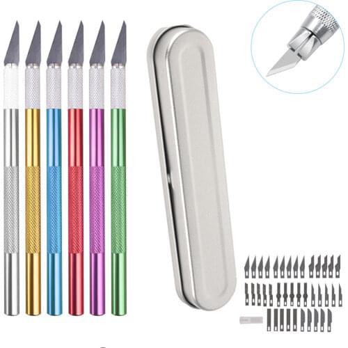 Colorful Knife Aluminum Alloy Wood Paper Cutter Pen Engraving Craft Knives Tools Kit Multi-function Crafts Arts Drawing 9309
