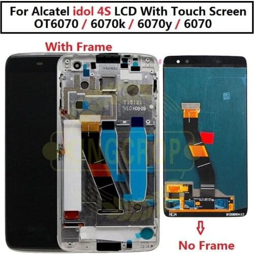 For Alcatel vodafone idol 4S OT6070 6070k 6070y 6070 LCD Display + Touch Screen Digitizer Full Assembly OT 6070 lcd with frame